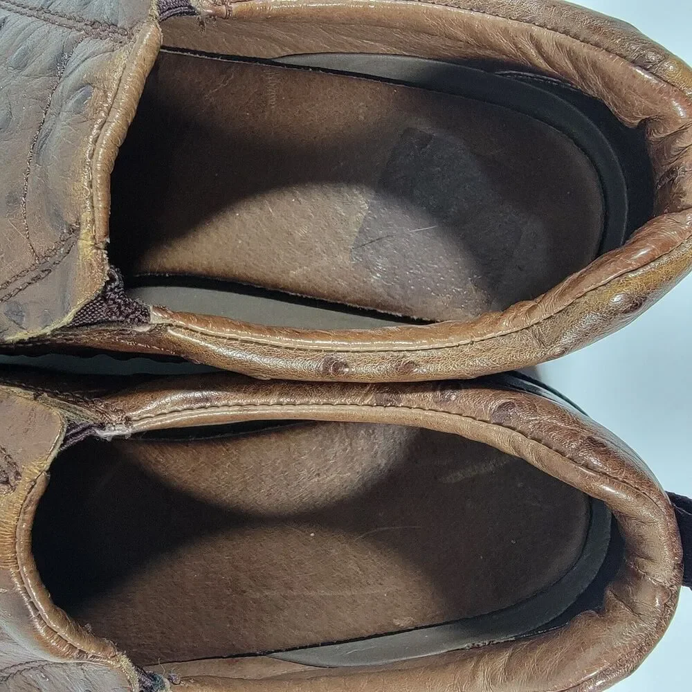 Roper Men's Size 8.5‎ Ostrich Print Leather Clog Slip On Shoes